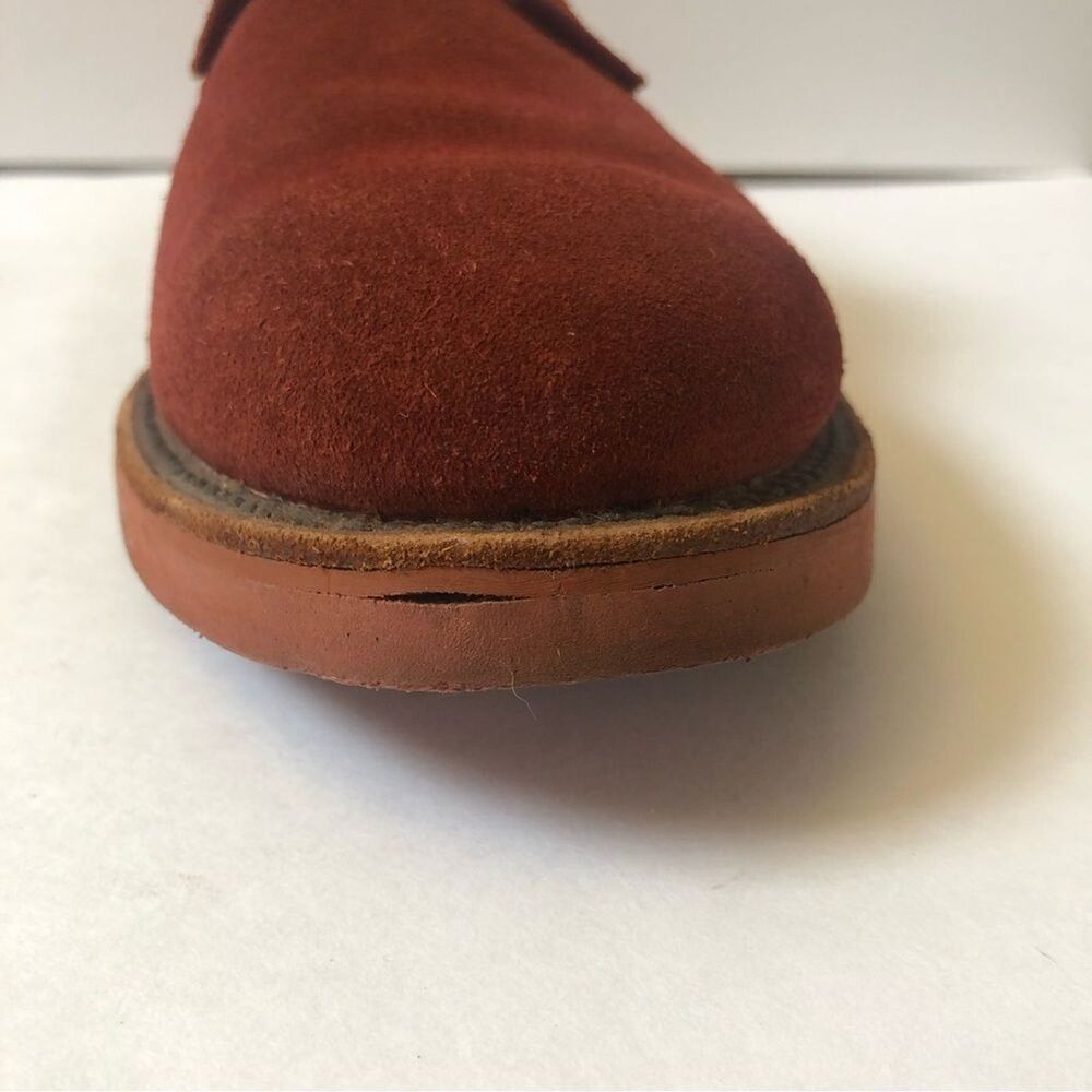 VTG WALK-OVER Men 10 Lace Up Red Suede Oxford Retro Derby Shoes USA Academia 50s - Picture 8 of 16